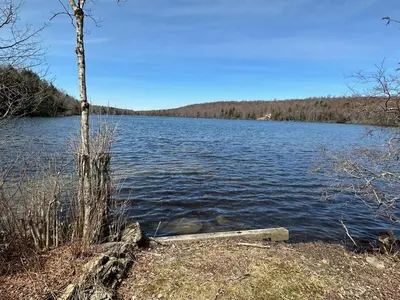 a view of a large body of water at Rustic Lakefront Cabin in Starrucca