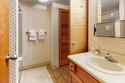 a bathroom with a sink and a mirror at Snow Tree 337H in Dover