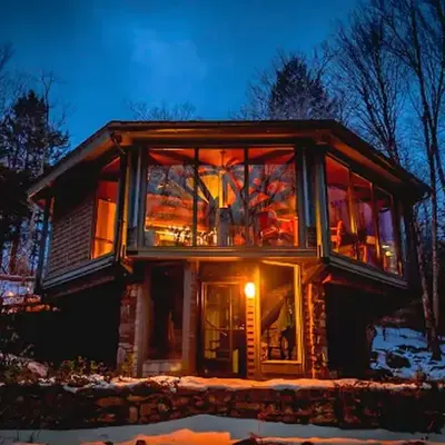 Imaginative Octogonal Glass Treehouse on Seven Private Acres near Great Barrington