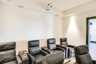 a waiting room with leather reclining chairs at Lux Windham Getaway - Views & Indoor Heated Pool in Windham