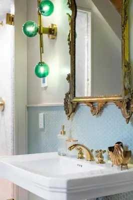 a bathroom with a white sink and a mirror at Catskill Estate epic views hot tub in Kingston