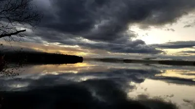 a view of a body of water with a cloudy sky at Lakefront Vacation Rental with Superb Views over Lake Wallenpaupack in Hawley, Pennsylvania in Hawley