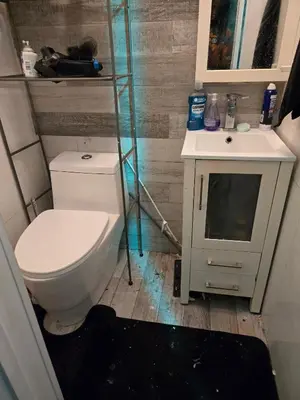 a bathroom with a toilet and a sink at Guest First b4 Anything in Fresh Pond