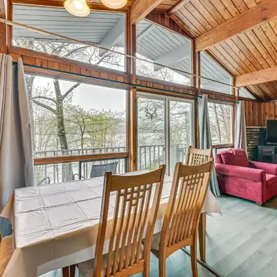 Lake-View Cabin with Furnished Deck in Hadley!