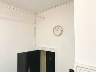 a clock on a wall next to a door at Private room with Shared bath on Union Square 11 in New York