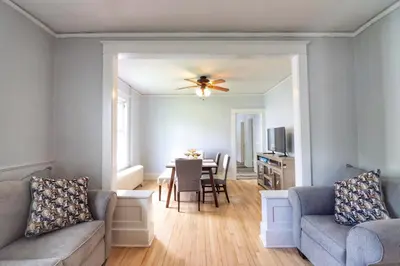 a living room with a couch and a table at Cozy two bedroom home close to everything in Amsterdam
