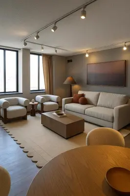a large living room with couches and a screen at Modern and Harford Center 1-BR Near XLCenter and ConventionCenter in Hartford