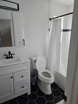 a white bathroom with a toilet and a sink at Charming Twin Ponds Estate On 27 Acres in Woodbourne
