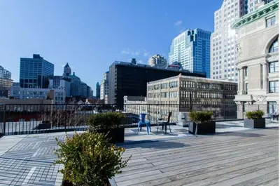 a view of a city skyline with buildings at Blueground Downtown Brooklyn rooftop nr Fort Greene Park NYC-1832 in Brooklyn