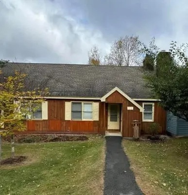a wooden house with a driveway in front of it at 2 BR JIMINY PEAK w Mountain Views SLEEPS 7 Gorgeous in Hancock