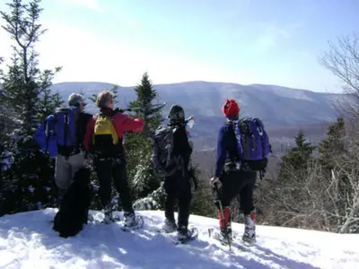 a group of people standing on top of a snow covered mountain at Morning Glory B n B Woodstock NY in Woodstock