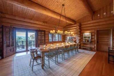 a dining room with a long table and chairs at Welcome to the Lodge! Little Falls NY in Little Falls