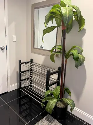 a plant in a pot sitting next to a bench at MODERN 1BR Apt with PRIVATE deck in Albany