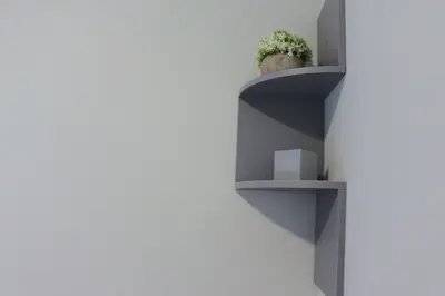 a shelf on a wall with a plant on it at 2 BEDROOM 1 BATH TRENDY Apt Downtown Albany in Albany