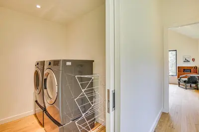 a washer and dryer in a room at On-Site Sledding! Hudson Valley Winter Escape in Pine Plains