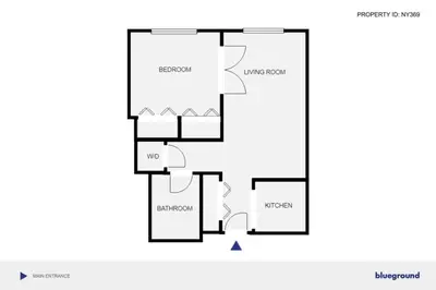 a floor plan of a house at Blueground Chelsea rooftop nr Highline NYC-369 in New York