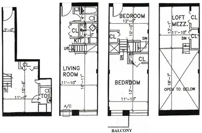 a floor plan of a house with diagrams at West Village Apartment Rent 30 days or more in New York