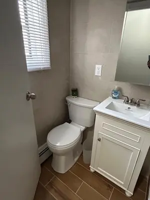 a bathroom with a white toilet and a sink at Roslyn Room 2 Private Entrance and Bathroom in Roslyn
