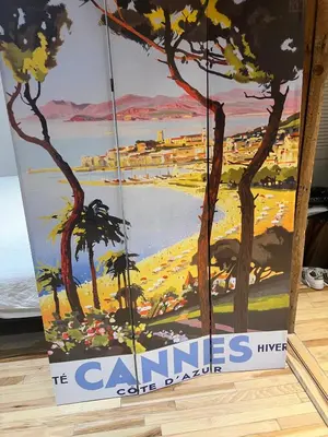 a painting of a beach with palm trees and the words the cemlesones at Studio Apartment with Garden Jersey City in Jersey City