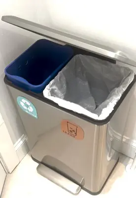 a cooler with a blue container in a room at Studio Apartment with Garden Jersey City in Jersey City