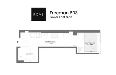 a floor plan of the lower test side at Freeman 603 by Rove Travel - Studio with Shared Amenities in New York