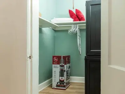 a room with a box in the corner of a room at Spacious 1 bedroom Downtown in Albany