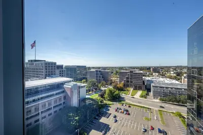 a view of a city from a building at Luxury Apartment in Stamford - Gym & Pool Access in Stamford