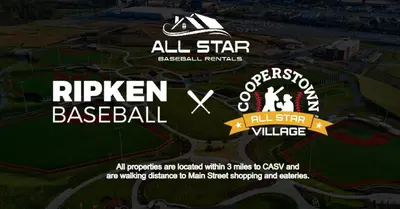 a flyer for a baseball game with a map at The Main Lineup 2 - All Star Baseball Rentals in Oneonta