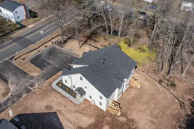 an aerial view of a house with a roof at Old, Unlisted in Bloomfield