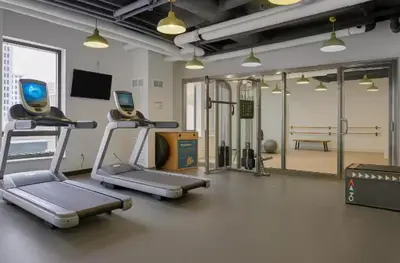 a gym with two exercise bikes in a room at Hartford New 1BR near XL Center and Convention in Hartford