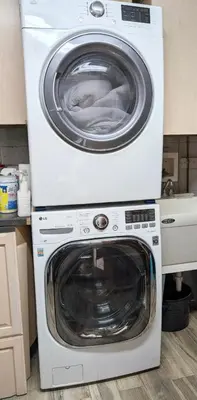 a white washer and dryer in a kitchen at Home in Mount Pocono - Sauna & Lakefront in Pocono Summit