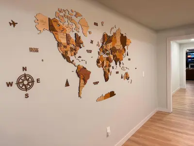 a map of the world on a wall in a room at Huge Private Suite with Pool Table, Sauna & Fire Pit in Ellenville