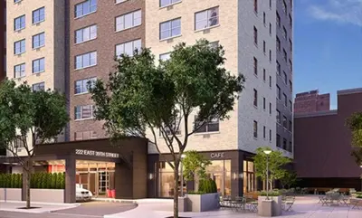 a rendering of the entrance to a building at Nash in New York