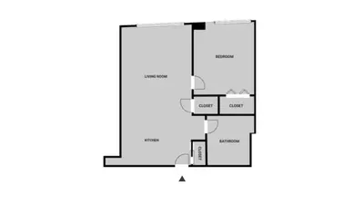 a floor plan of a house at Blueground Long Island City fitness center nr Gantry Plaza State Park NYC-2181 in New York