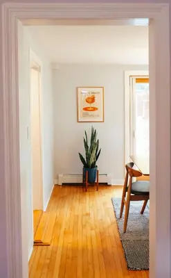 a living room with a table and a potted plant at Hot Tub, 2 Blocks to Downtown Saugerties, Sleeps 8 in Saugerties