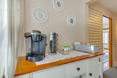 a kitchen with a counter with a coffee maker on it at Heart of Five College Consortium! Hadley Home in Hadley