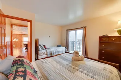 a bedroom with a large bed and a window at Less Than 1 Mi to Hunter Mtn Skiing Family-Friendly Stay! in Lanesville