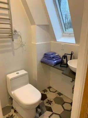 a small bathroom with a toilet and a sink at Elegant Historic Harlem Townhouse Apartments for Summer in New York