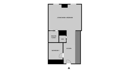 a floor plan of a house with a staircase at Blueground South Williamsburg rooftop nr Domino Park NYC-2131 in Brooklyn