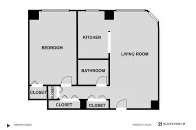a floor plan of a house at Blueground Murray Hill fitness center nr East River NYC-695 in New York