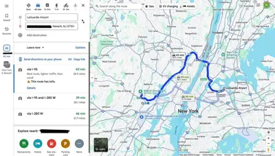 a map and a google maps at Modern 2BR, King Suite and Free Parking, 30min to NYC in Newark