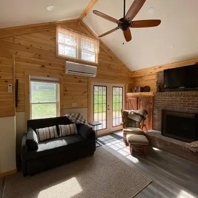 Cozy stream-side cabin