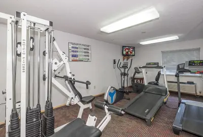 a gym with cardio equipment in a room at Red Roof Inn Hartford - Vernon in Vernon
