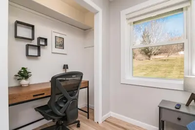 a home office with a desk and a chair at Private Mountain Retreat On 10 Acres The Perfect Family Escape in Cheshire