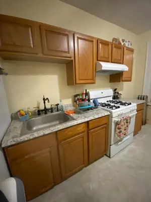 a kitchen with a sink and a stove at Vibrant home all to yourself in Newark
