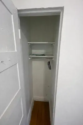 an empty closet with a shelf in a room at Room in a 2 Bedrooms Apartament Long Island City, Kitchen and Bathroom shared with very nice host in New York