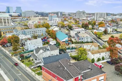 an aerial view of a city with buildings at Harbor Haven, Apt #4 - 2BR/1BA in Stamford