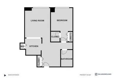 a floor plan of a house at Blueground East Harlem pool nr Central Park NYC-687 in New York
