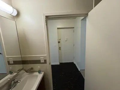 a bathroom with a sink and a mirror at Inner City Charm in New York