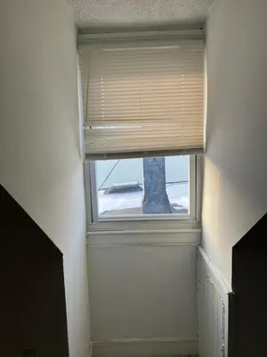 a window in a room with a tree at Quite and Sweet guest room near nyc in Guttenberg